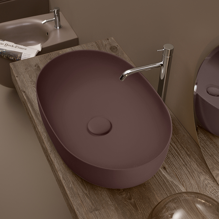 Раковина накладная 60см Kerasan Nolita 534375 коричневый матовый