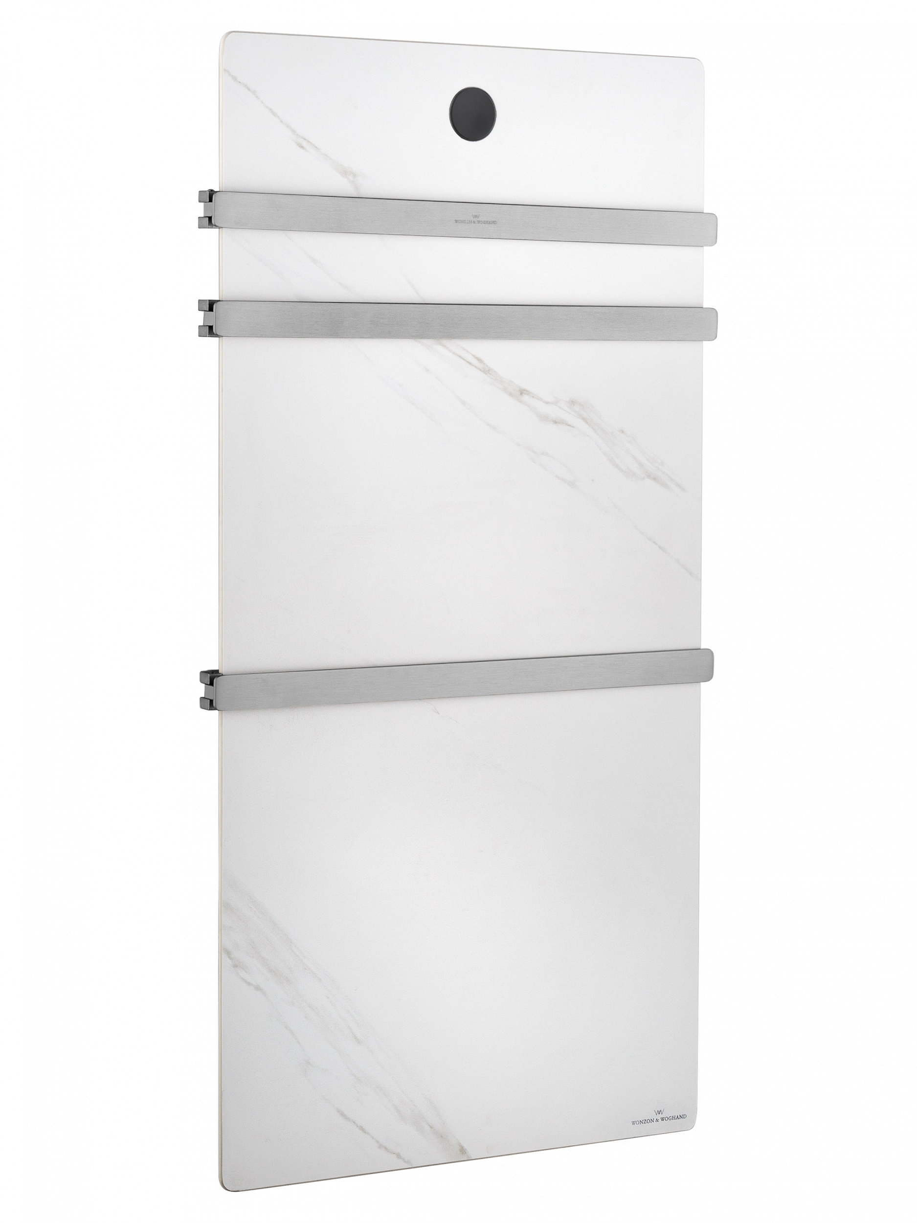 Полотенцесушитель электрический с каменной плитой Белый мрамор WONZON & WOGHAND STUTTGART, Брашированный никель (WW-A503-BR)