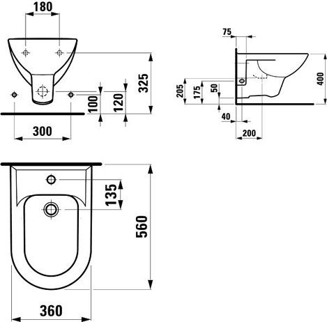 Биде подвесное Laufen Pro 8.3095.1.000.304.1