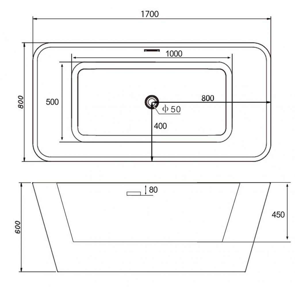Акриловая ванна ABBER AB9212-1.7