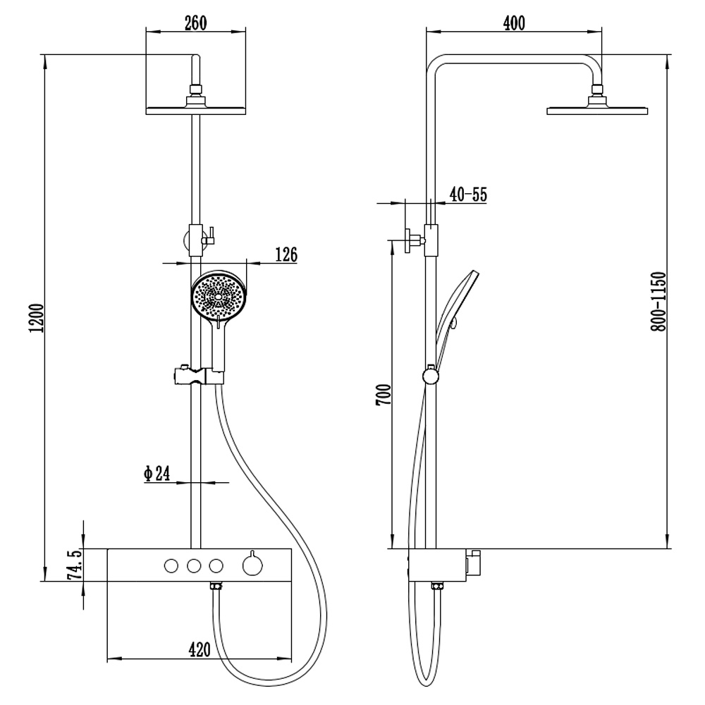 Душевая стойка со смесителем AQUAme AQM8009CR хром