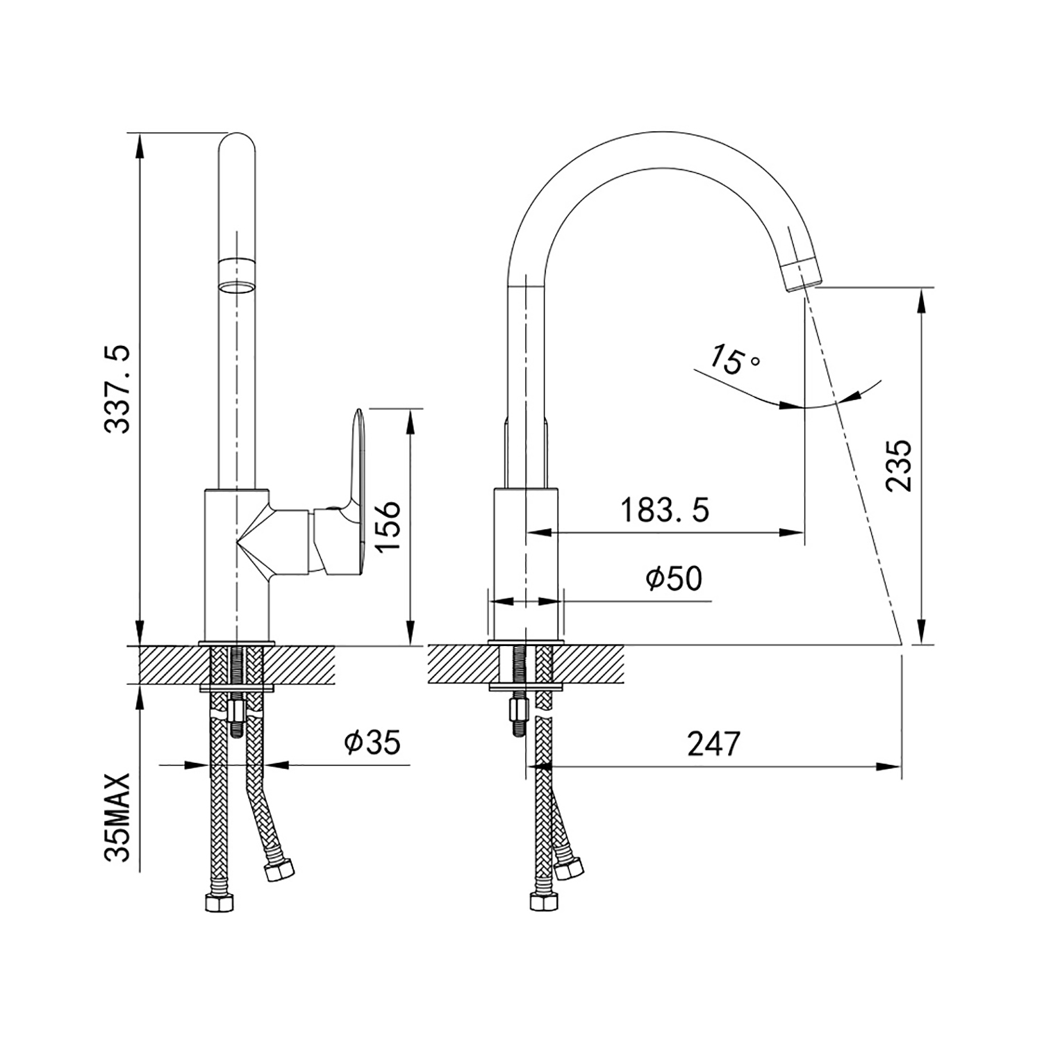 Смеситель для кухни IDDIS Cuba CU1BNJ0i05 хром глянцевый