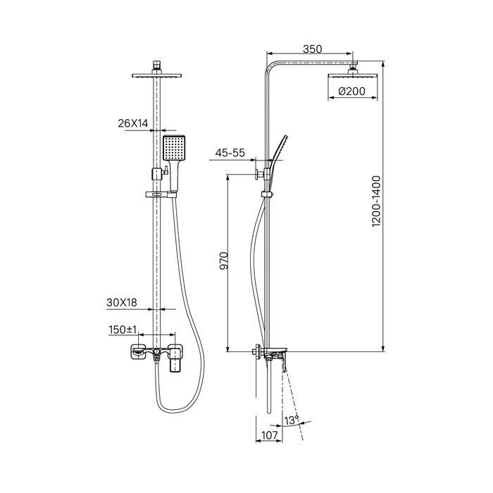 Душевая стойка IDDIS Bild BILBL1Fi06 черный матовый