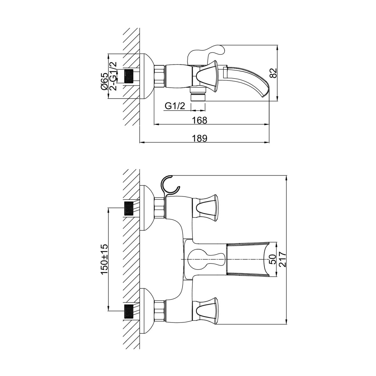 Смеситель для ванны D&K Hessen DA1383501, хром
