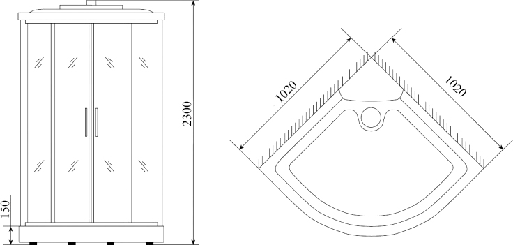 Душевая кабина Timo Lux TL-1503 102x102x230 профиль хром глянцевый, стекло прозрачное