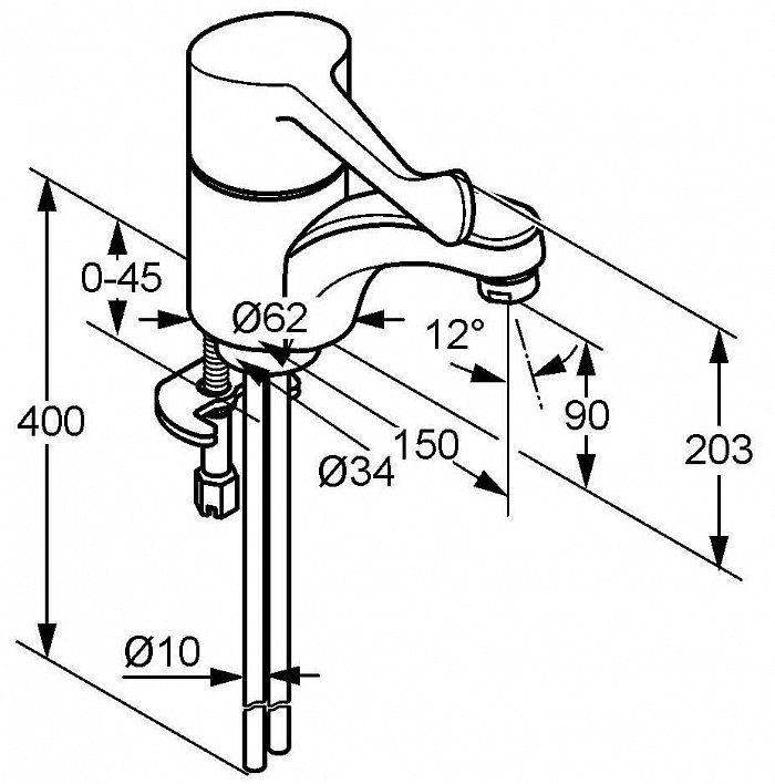 Смеситель для раковины Kludi Medi Care 341120524 хром
