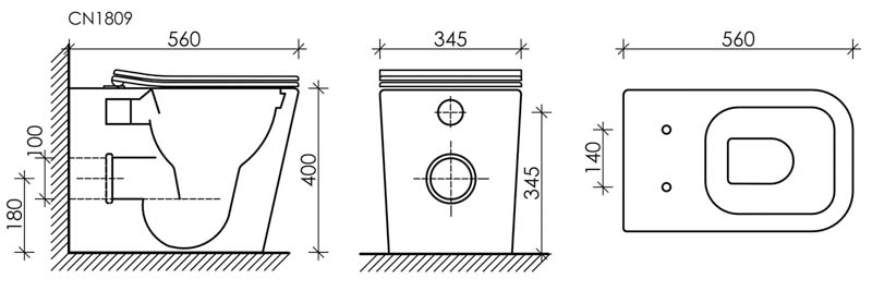 Унитаз приставной Ceramica Nova Cubic CN1809 белый