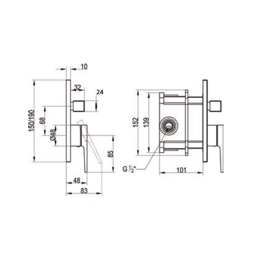 Смеситель для ванны с душем Villeroy & Boch Liberty TVS10700500061 хром