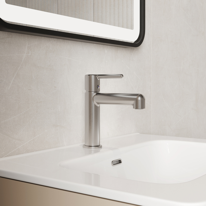 Cмеситель для умывальника, хром матовый, Aiger, IDDIS AIGBC00i01