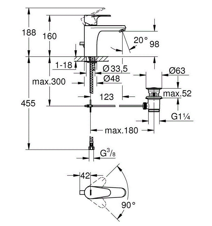 Смеситель для раковины Grohe Vigour Clivia 75140326 хром