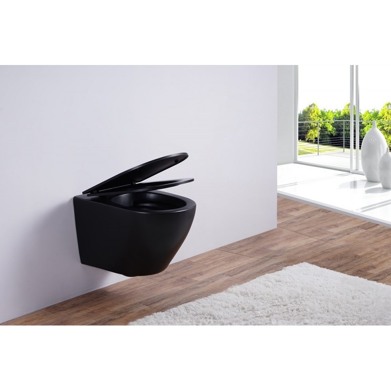 Унитаз подвесной Esbano AZALEA черный матовый, с сиденьем микролифт