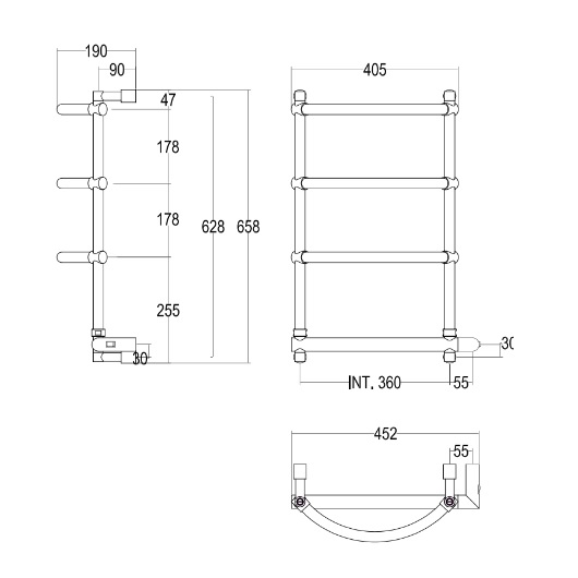 Полотенцесушитель электрический Margaroli Luna 532-4 5323704CRNB 660х470 хром