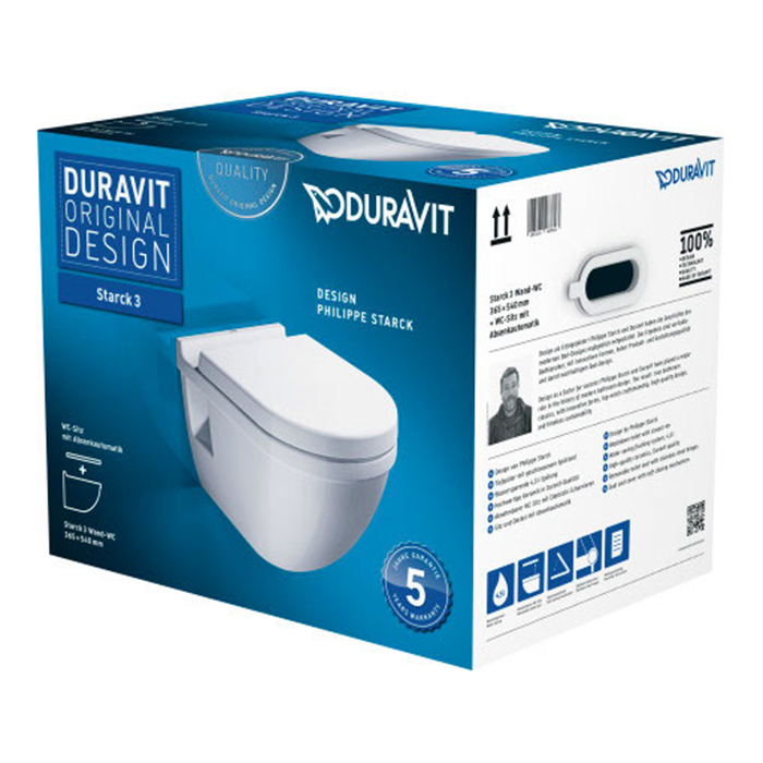 Комплект Duravit Starck 3: унитаз подвесной 360х540 мм 220009 + сиденье с микролифтом: 006389 цвет: белый