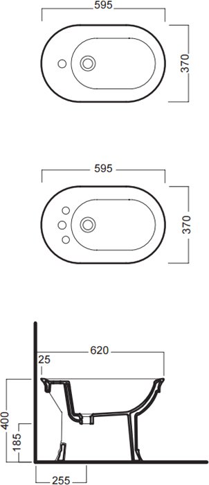 Биде напольное Hatria Dolcevita одно отверстие