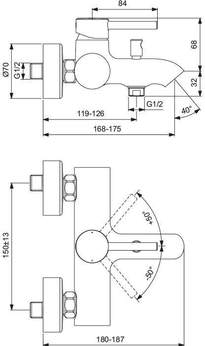 Смеситель для ванны с душем Ideal Standard Ceraline BC199U5 белый матовый