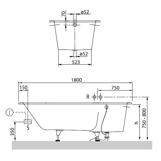 Квариловая ванна Villeroy & Boch Libra 180х80см белый