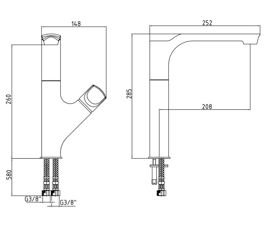 Смеситель для кухни E.C.A Myra 104518063EX черный/хром