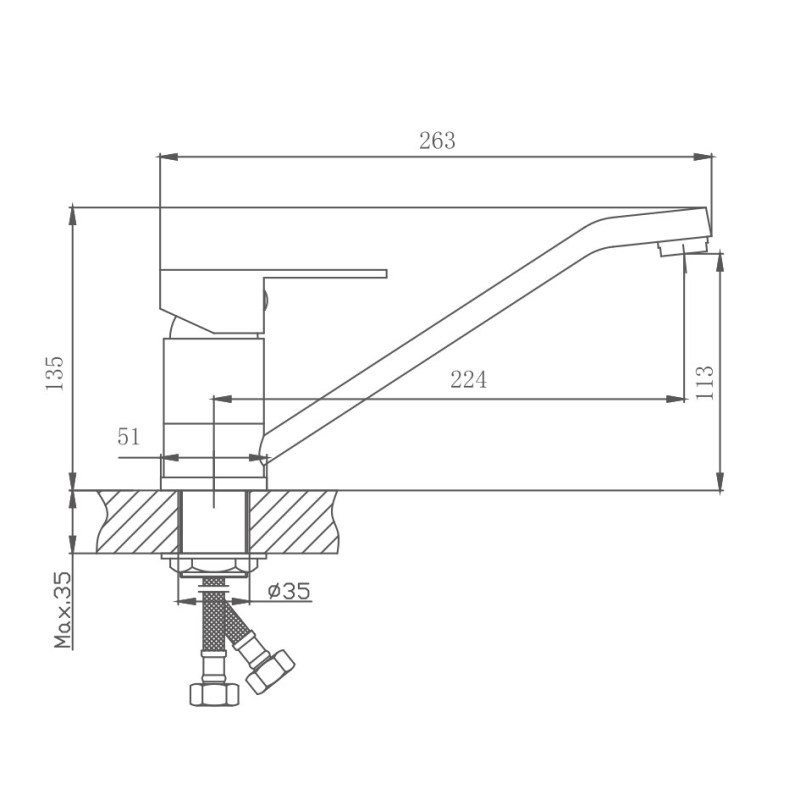 Смеситель для кухни Haiba HB42802, сталь