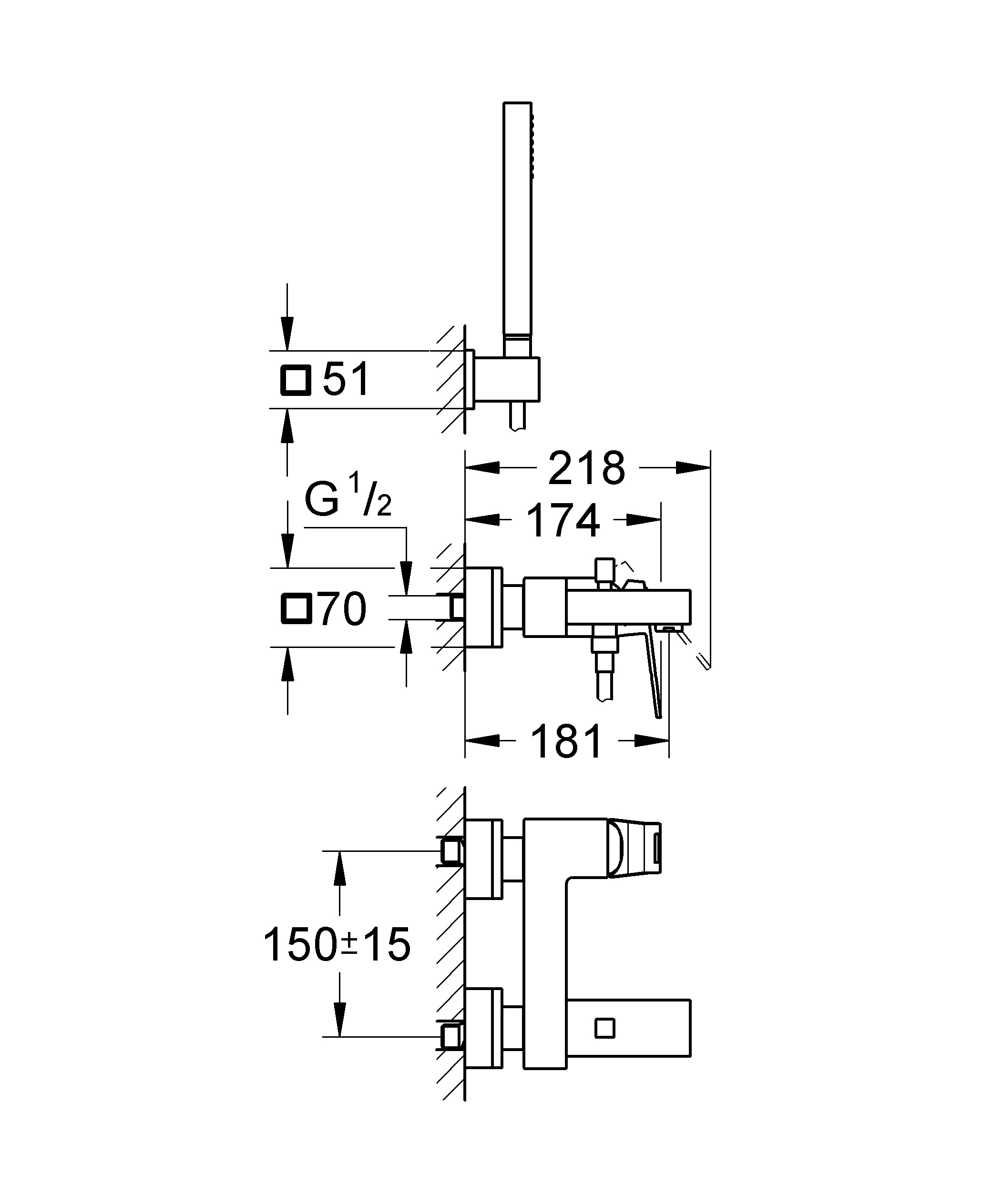 Смеситель для ванны Grohe Eurocube 23141000 хром