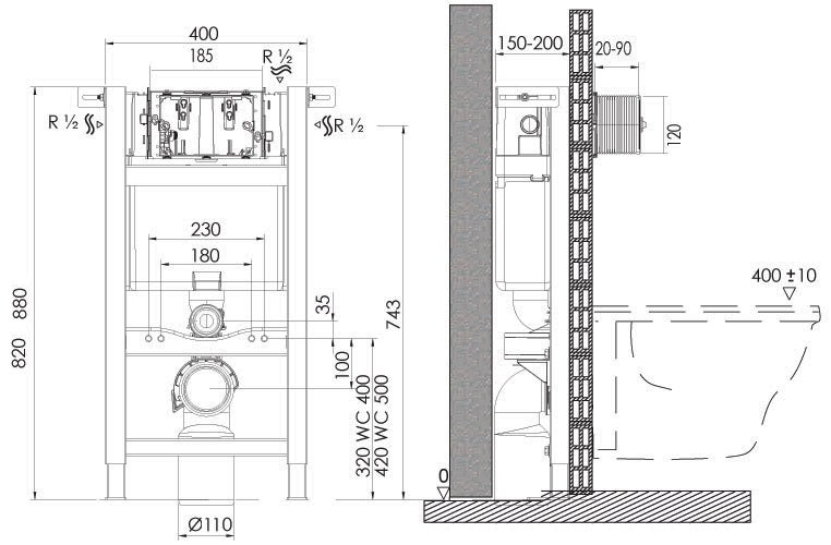 Инсталляция для подвесных унитазов OLI EXPERT EVO/SPEED 721705