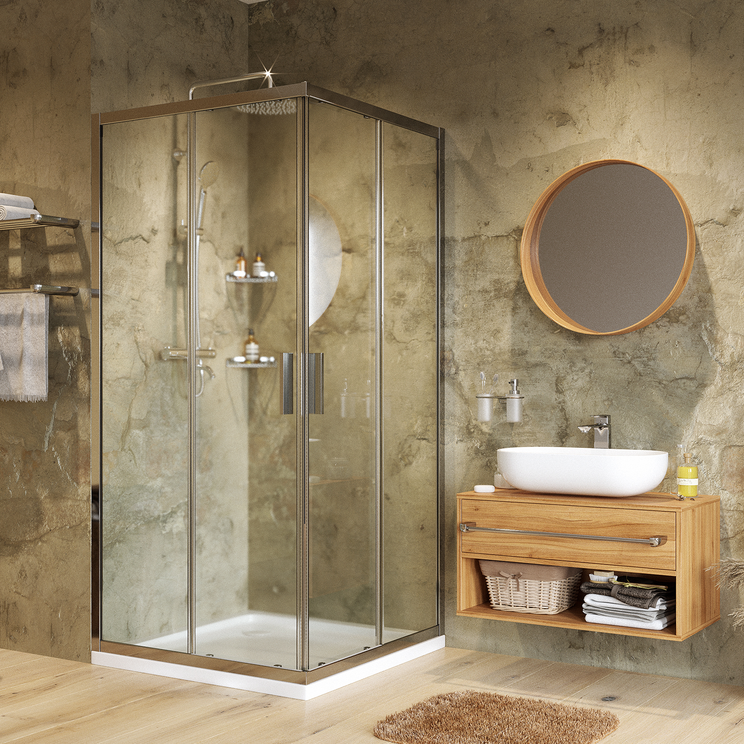 Душевой угол WasserKraft Lippe 45S02 80x80x185, профиль хром, стекло прозрачное