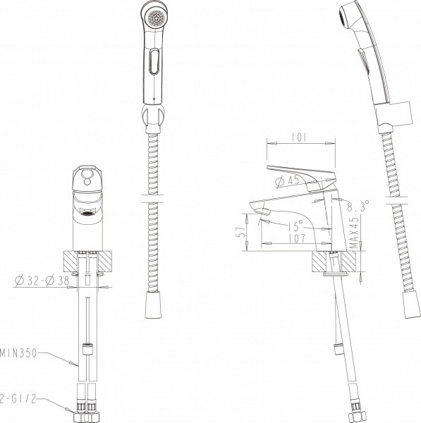 Смеситель для раковины Bravat Drop-D F348162C хром