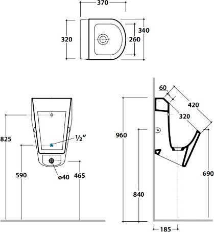 Писсуар подвесной Globo Forty3 FO029.BI белый, скрытый подвод воды