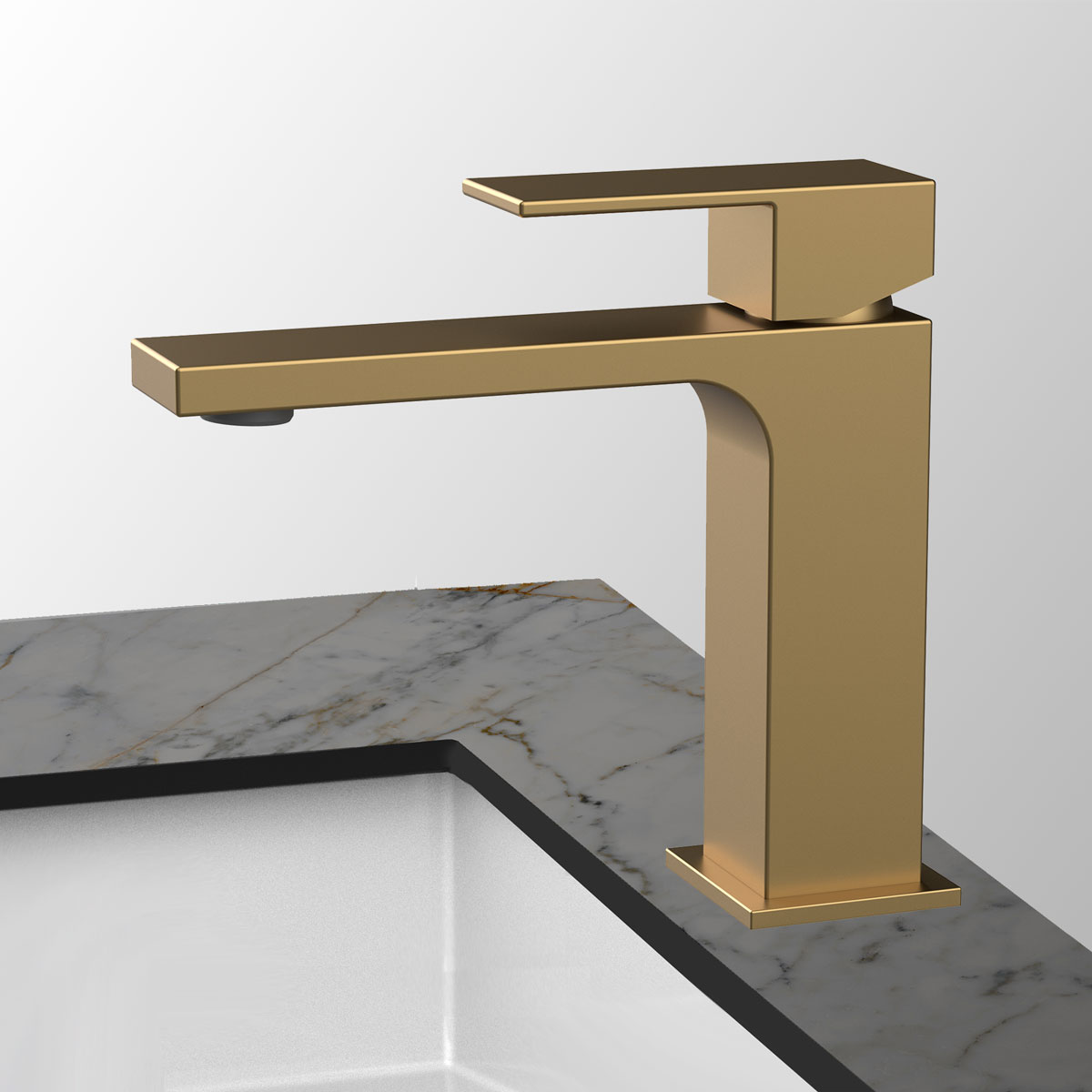 Смеситель для раковины Vincea Cube VBF-1C01BG золото матовое