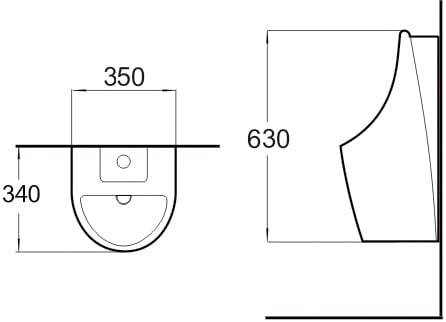 Писсуар подвесной SantiLine  SL-6001 белый, скрытый подвод воды
