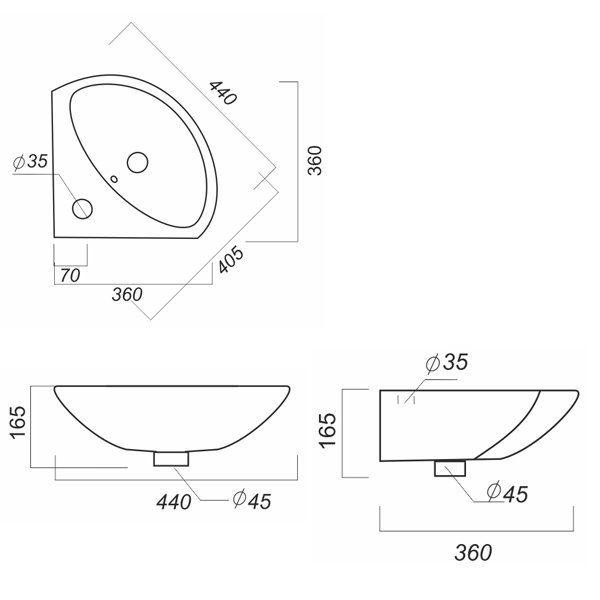 Раковина подвесная 35см Sanita Beep VERSAWB01 белый