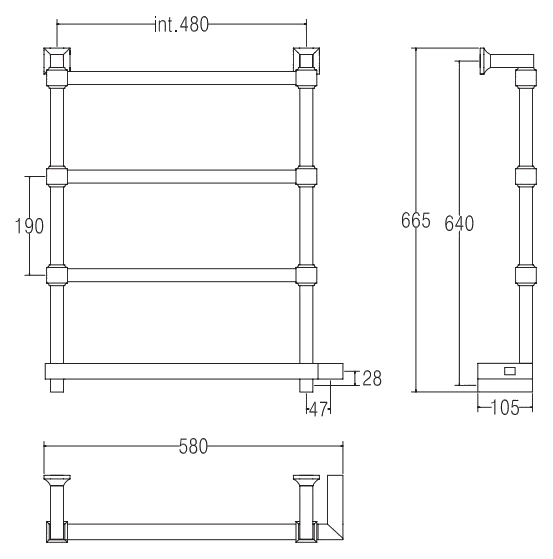 Полотенцесушитель электрический Margaroli Concerto 8724804CRNB 66.5х58см хром