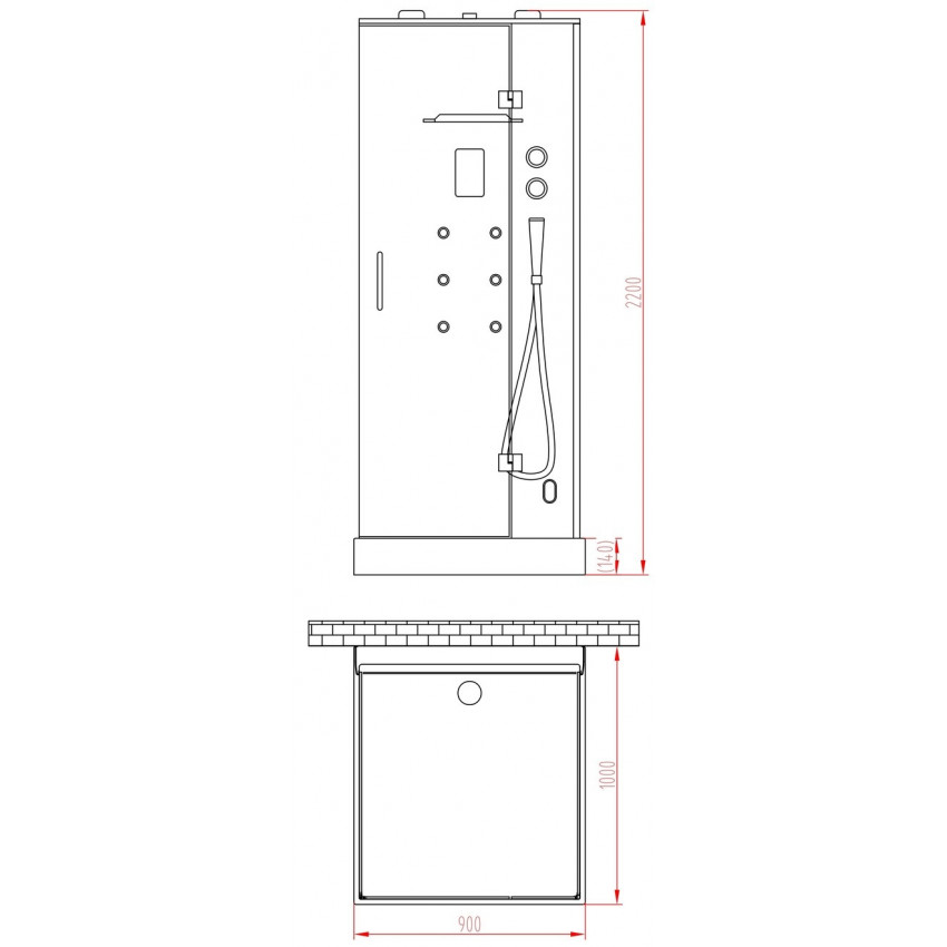 Душевая кабина Orans 86120S0 100x90x220 профиль белый, стекло прозрачное