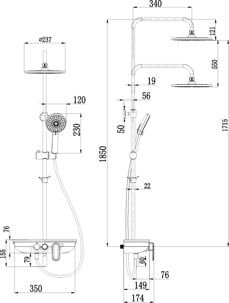 Душевая стойка Lemark Tropic LM7012BL черная