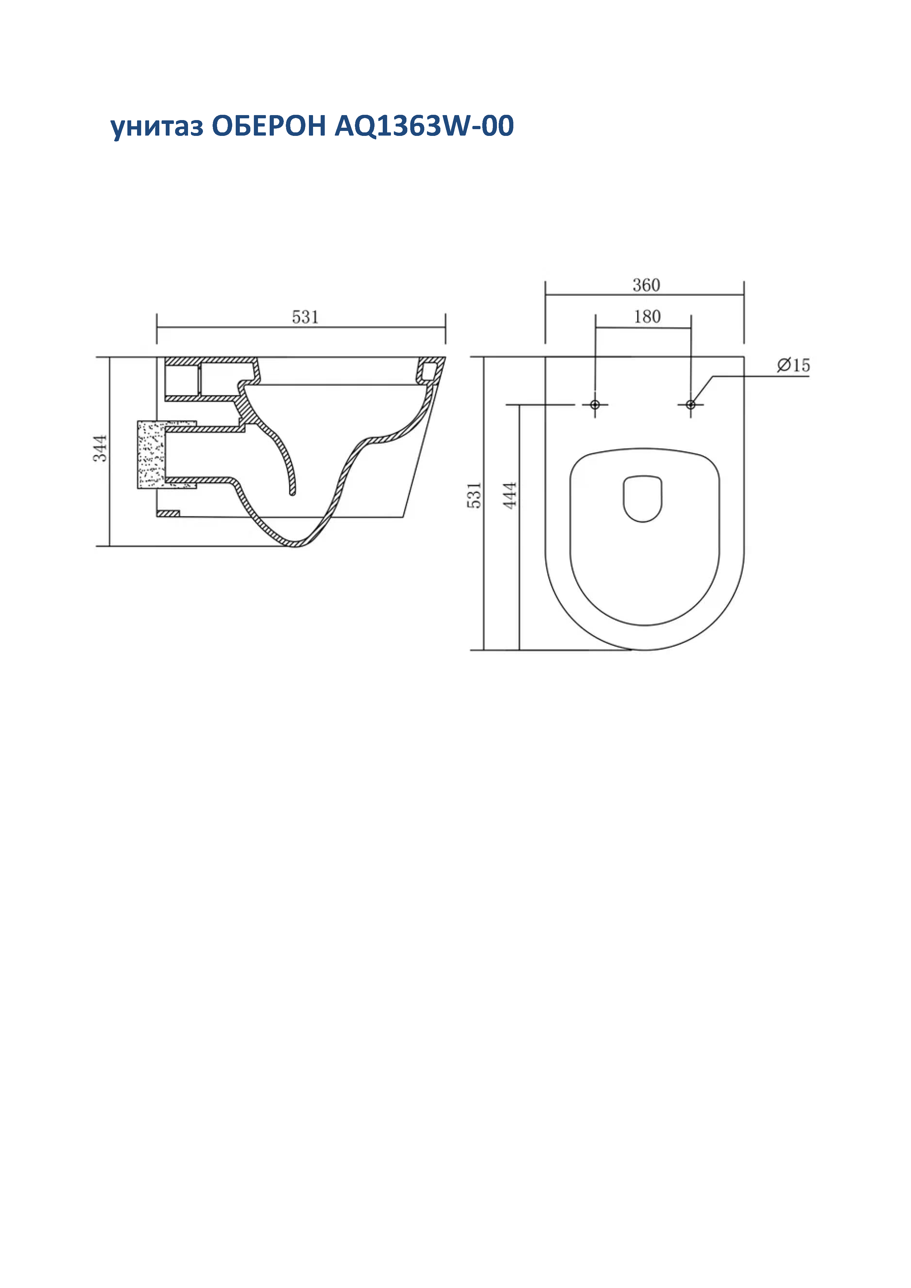 Set AQUATEK ОБЕРОН (рама INS-0000010  Easy Fix 50+звукоизоляционная прокладка+унитаз ОБЕРОН AQ1363W-00+тонкое сиденье с механизмом плавного закрывания