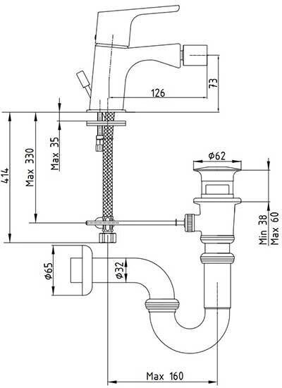 Смеситель для биде E.C.A Luna 102110192EX хром