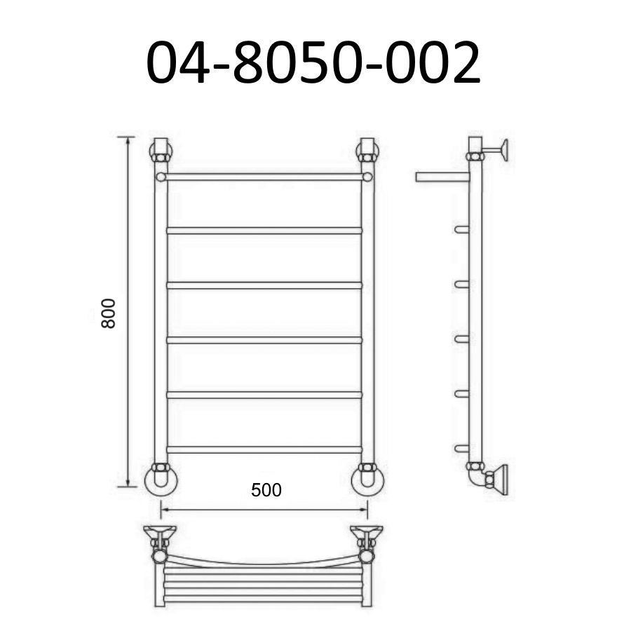 Полотенцесушитель водяной с полкой Маргроид Вид 4 80х50 хром