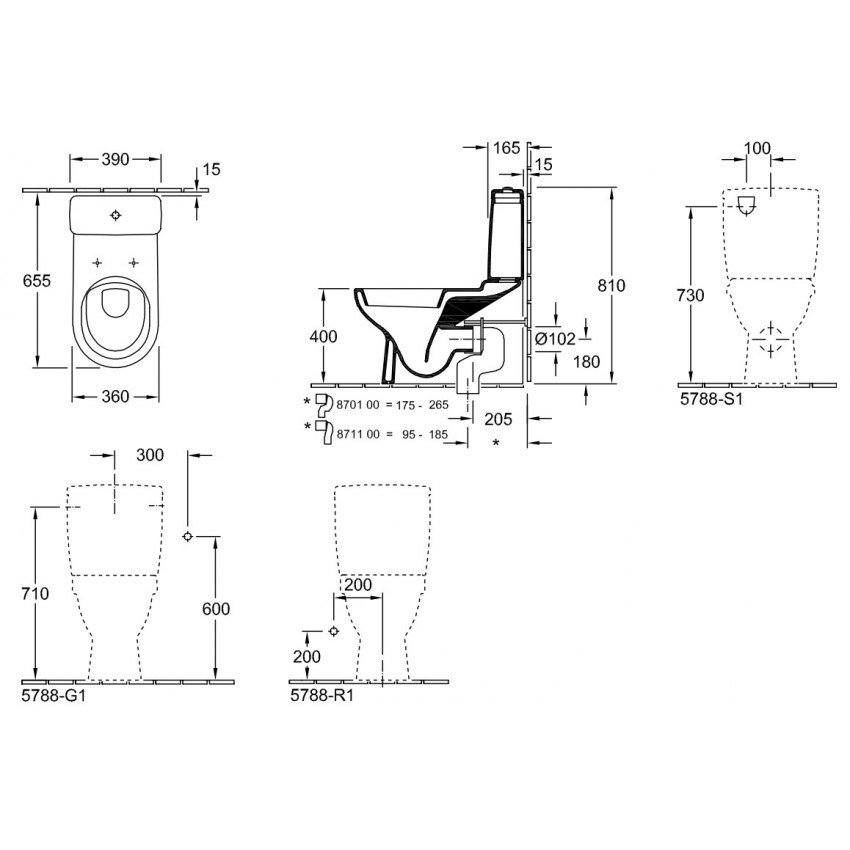 Чаша унитаза-компакта Villeroy & Boch O Novo 56581001 без бачка и сиденья