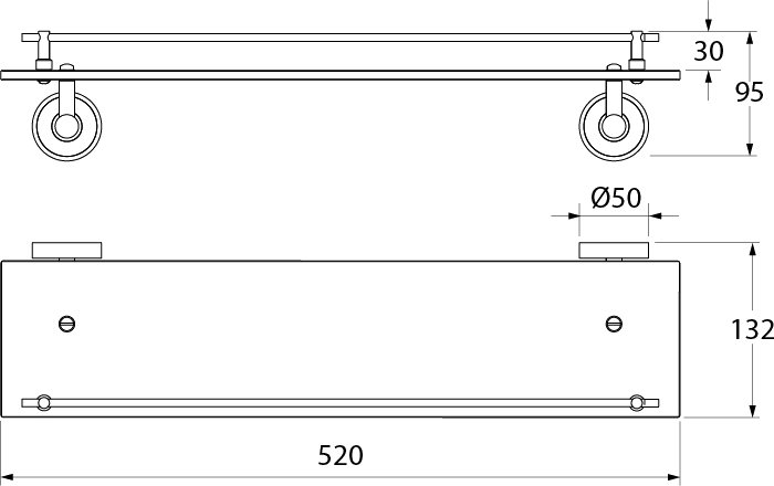 Стеклянная полка Iddis Calipso CALMBG0i44 Хром