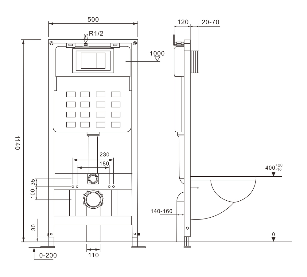 Инсталляция для подвесного унитаза ABBER AC0105