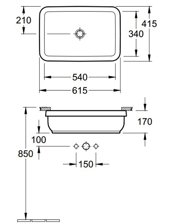 Раковина 61.5 см Villeroy & Boch Architectura 417760 01 alpin