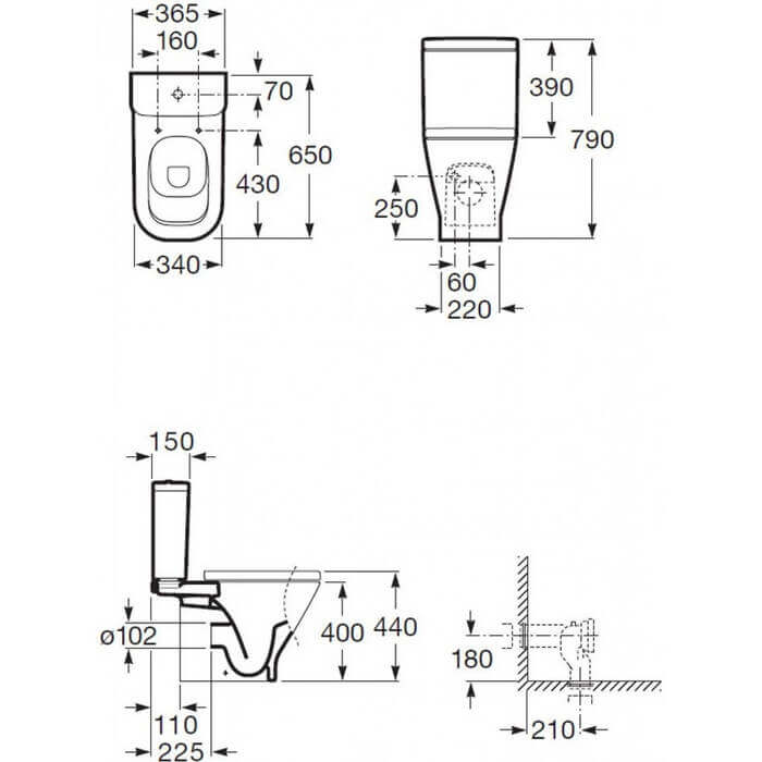 Чаша унитаза-компакта Roca The Gap 342477000 без бачка и сиденья
