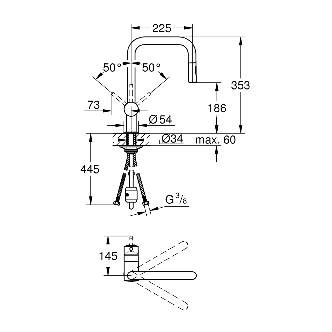 Смеситель для кухни Grohe Minta 32322A02 темный графит