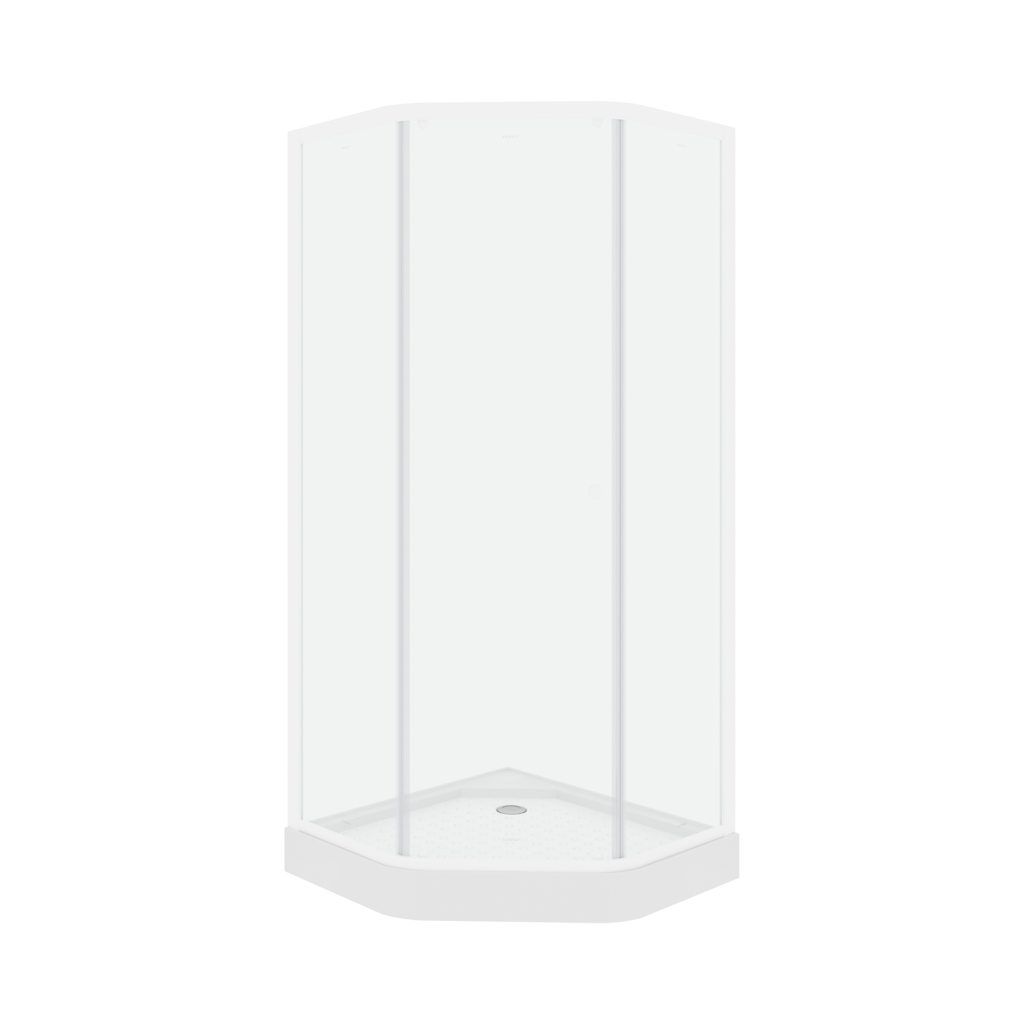 Душевой угол Parly 90x90x197 профиль белый, стекло прозрачное