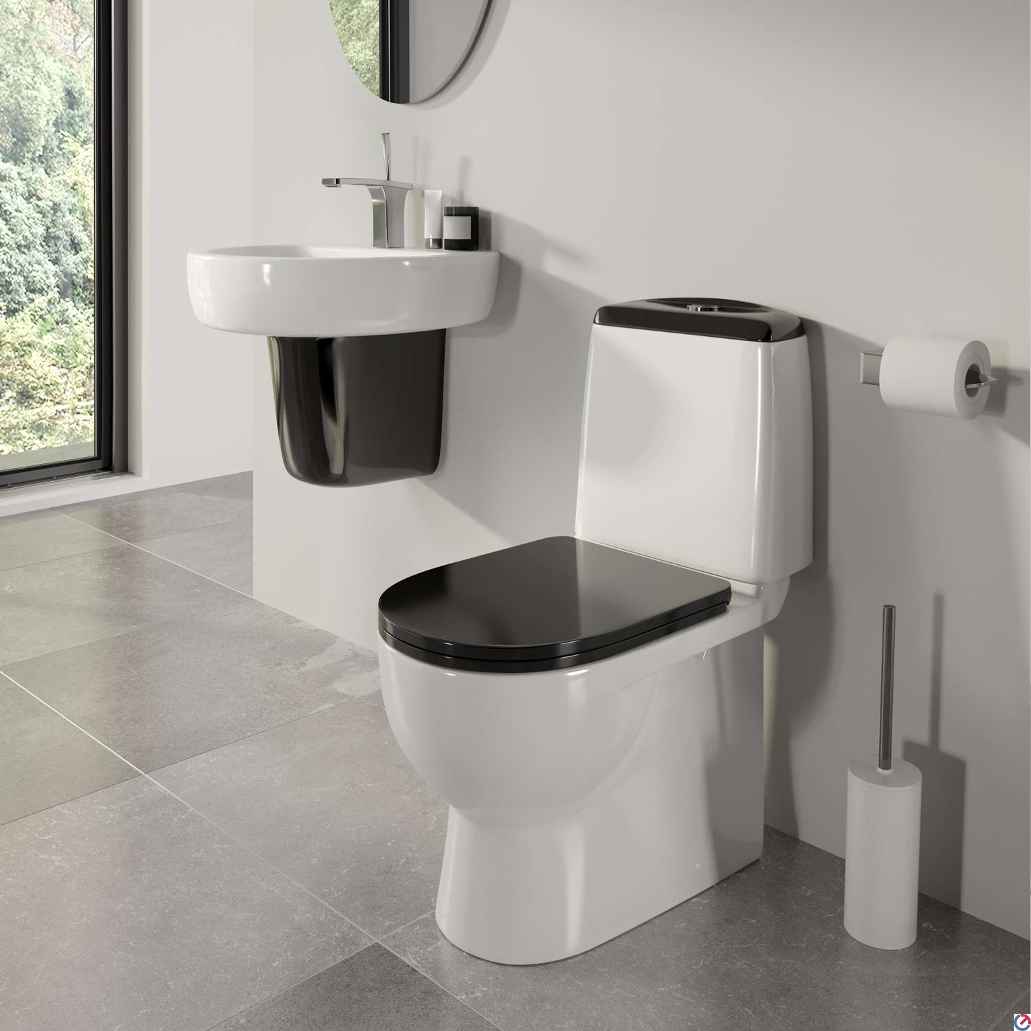 Унитаз Sanita Luxe Best Luxe SL DM Black BSTSLCC06100522 Белый с бачком и черным сиденьем Микролифт