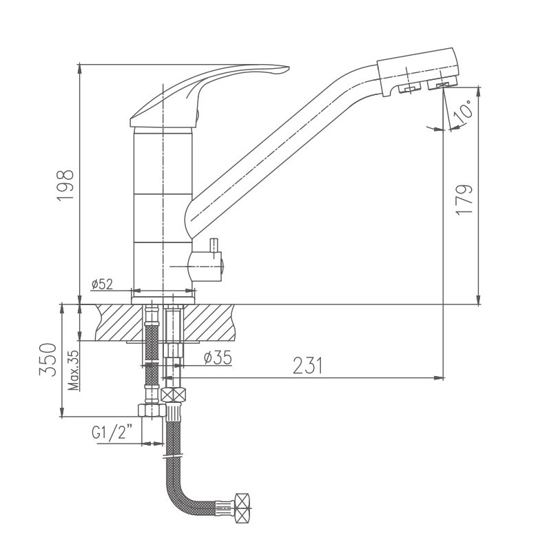 Смеситель для кухни Haiba HB4321, хром