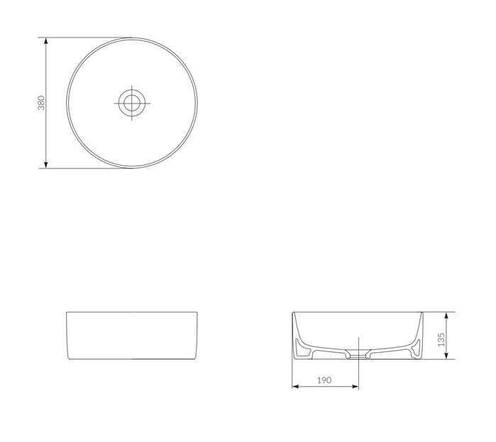 Раковина накладная 38см Cersanit Crea 38 Ring UM-CRE38/1-oc-R белый