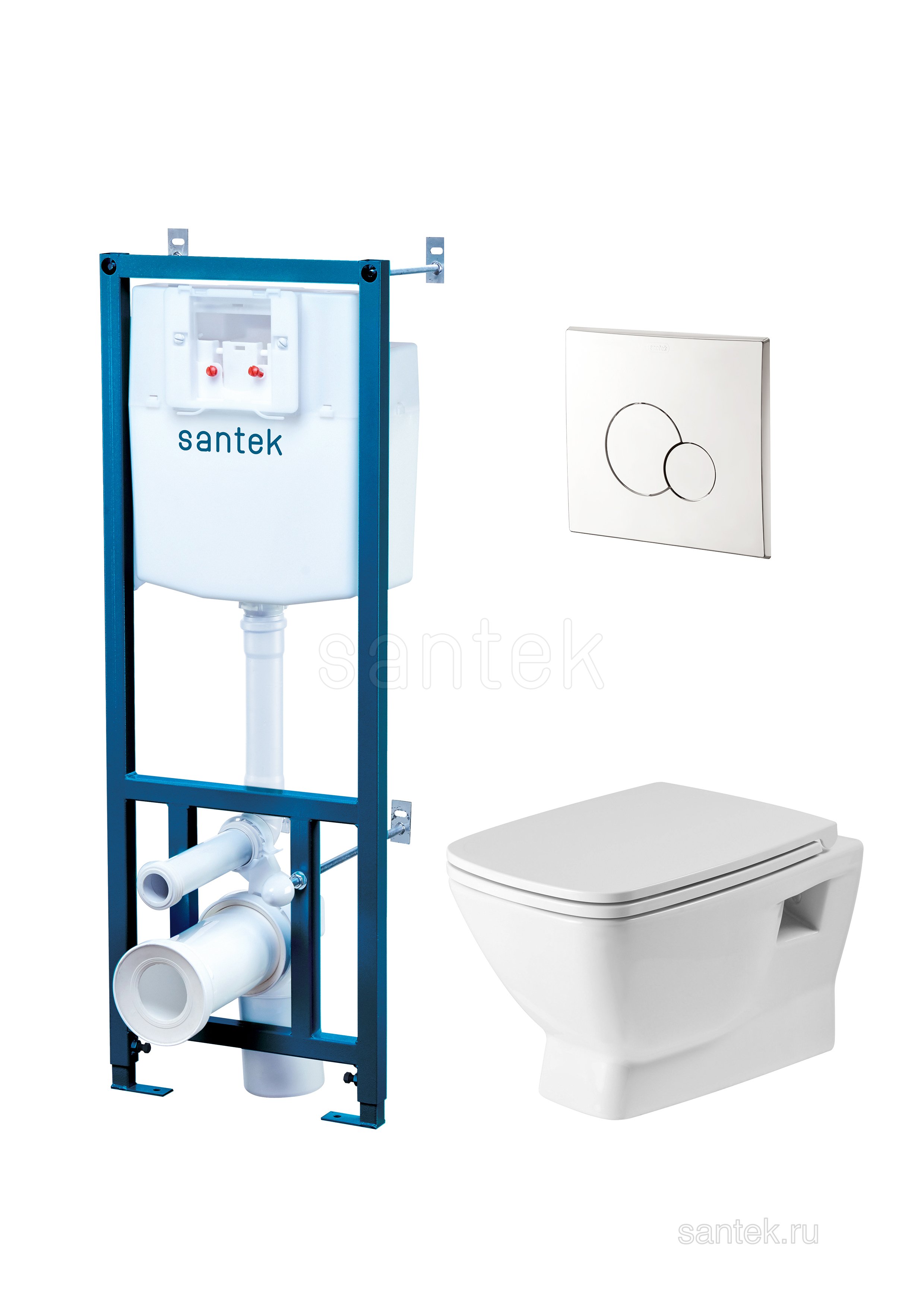 ПЭК Santek Нео Пэк 1WH501572 подвесная чаша rimless + инсталляция + сиденье + панель хром