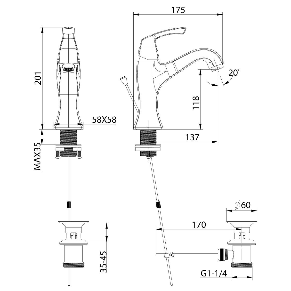 Смеситель для раковины Lemark Nubira LM6206ORB черная бронза