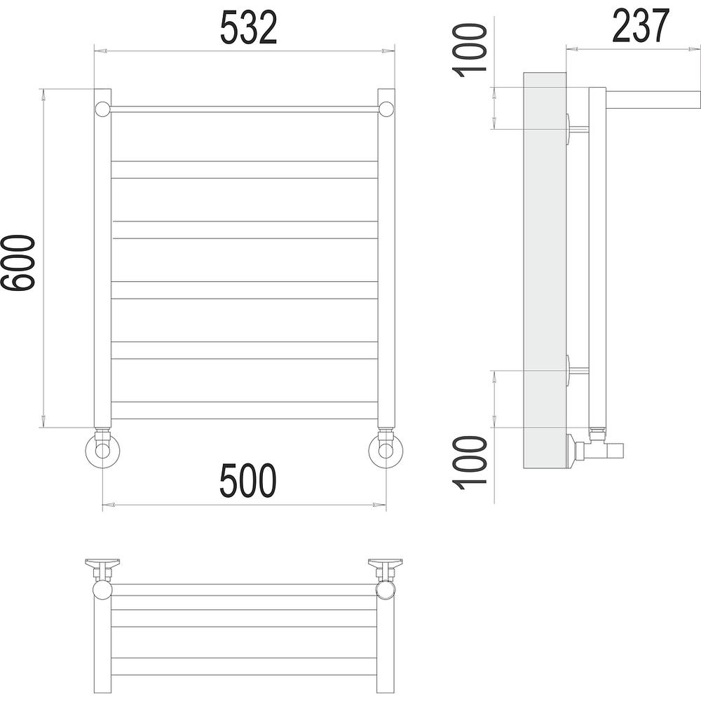 Полотенцесушитель водяной с полкой Terminus Хендрикс П6 50х60