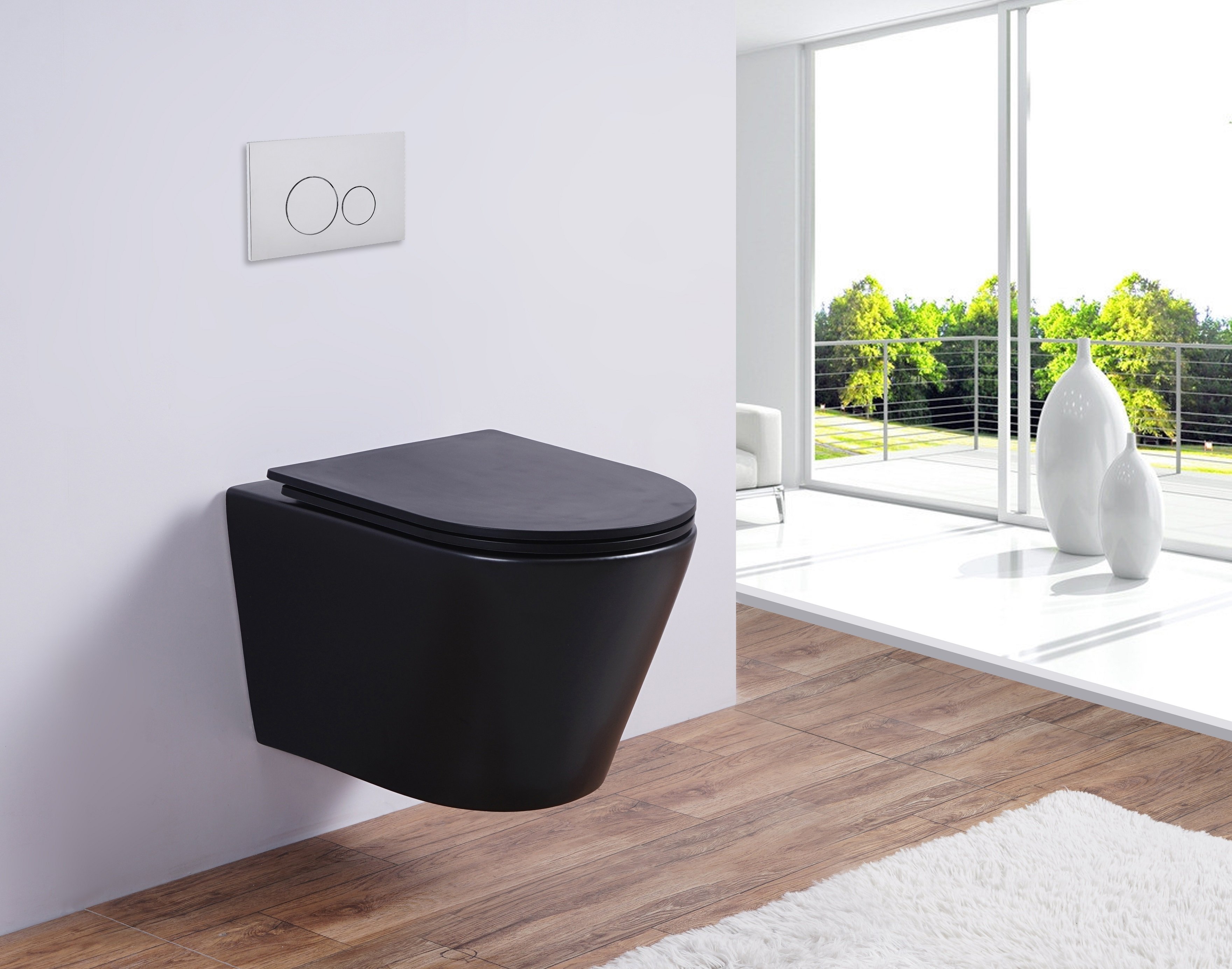 Унитаз подвесной Esbano CLAVEL черный матовый, с сиденьем микролифт